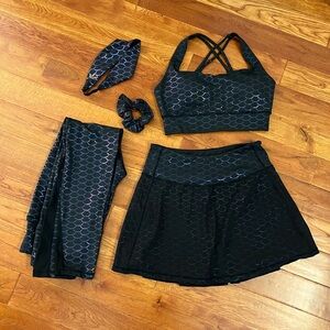 Crowned Athletics Mermaid Dragon Bra, Skort, and Leggings Set Size M